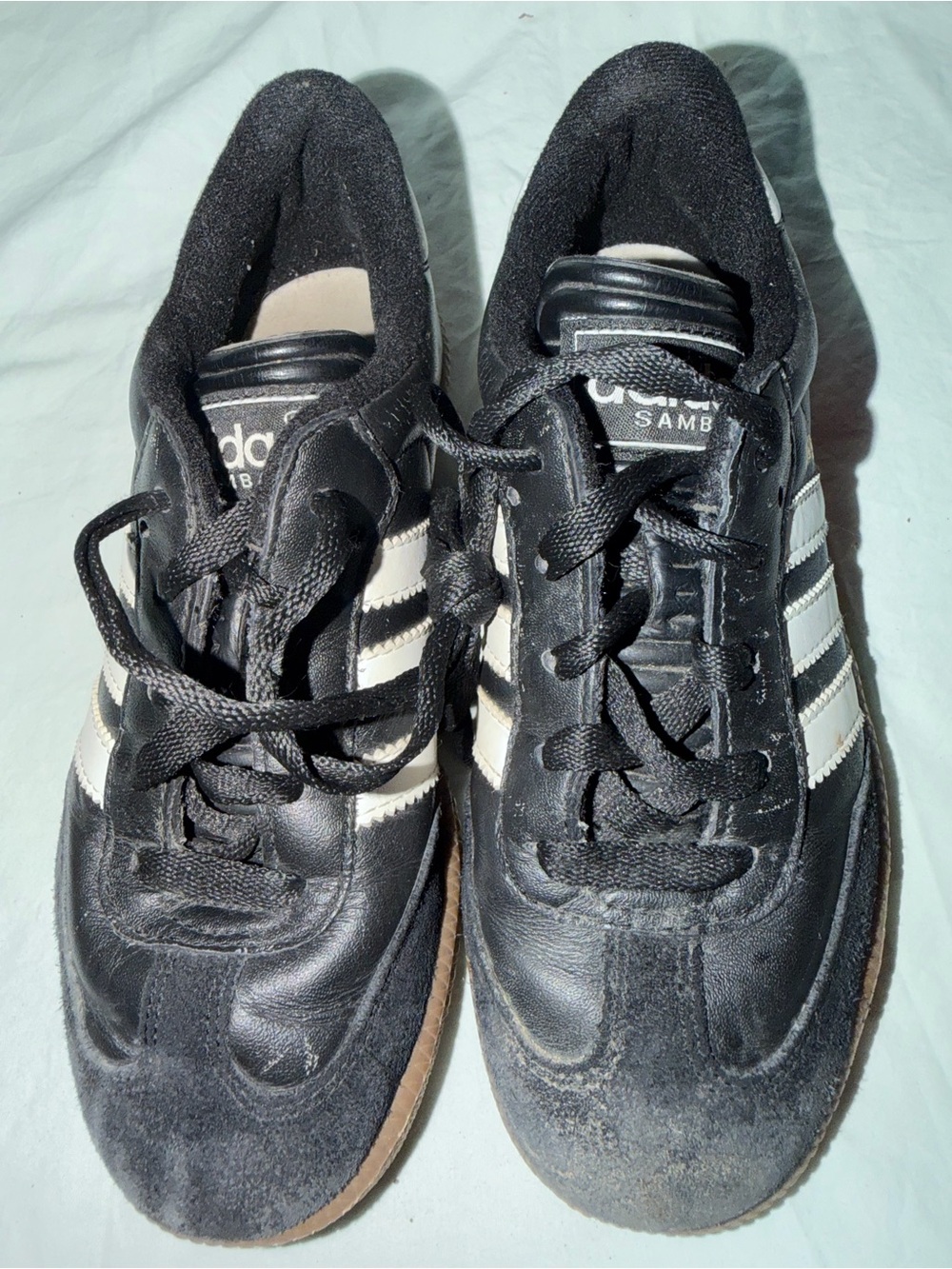 #523 adidas Kids Black and White Samba Sneakers